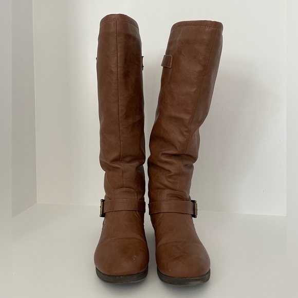 JOURNEE COLLECTION Spokane Wide Calf Faux Leather Boots, Size 7 - Picture 3 of 5